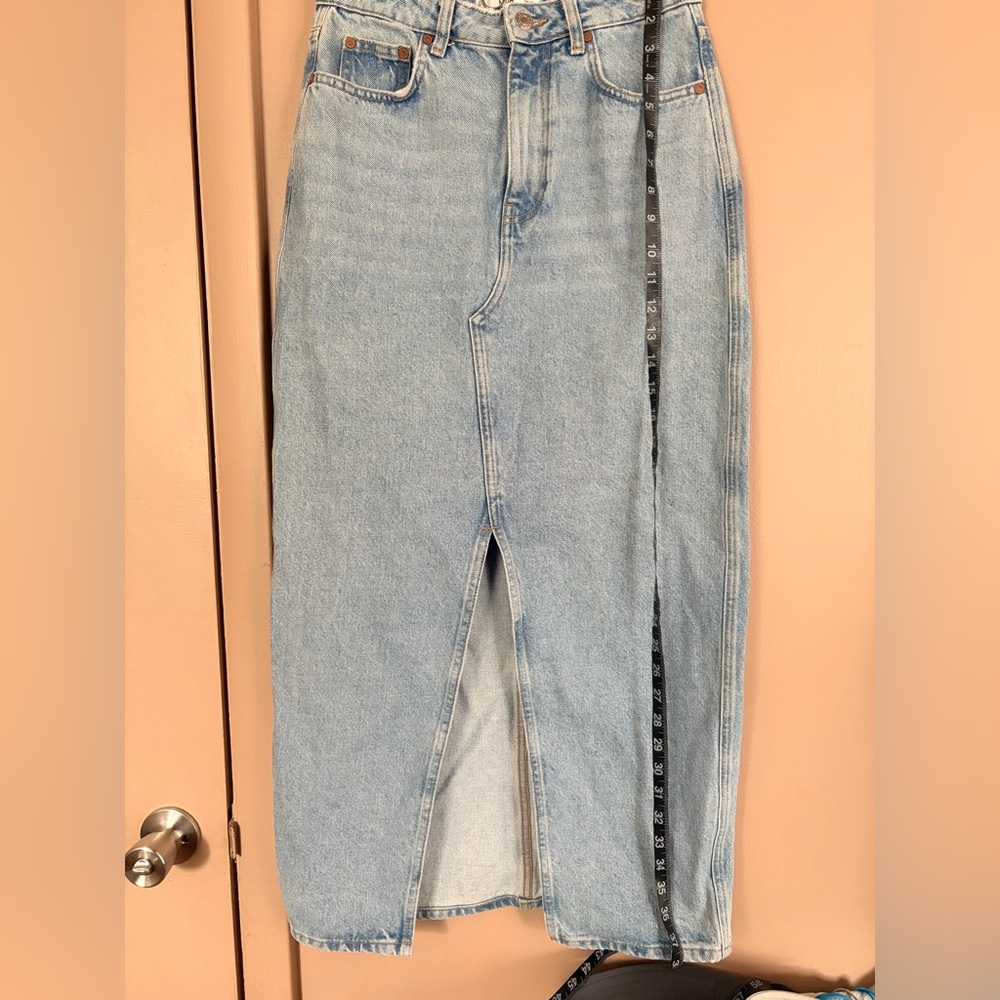 Mango Light Blue Denim Skirt